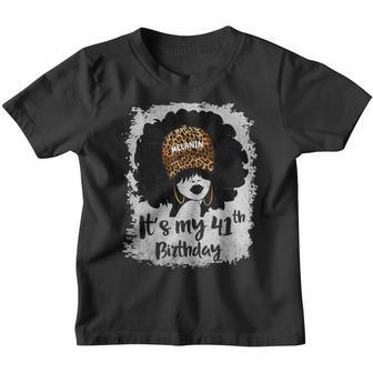 Its My 41St Birthday 41 Years Old Leopard Melanin Girl Youth T-shirt - Thegiftio UK