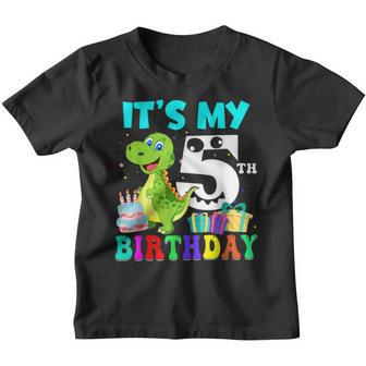 Its My 5Th Birthday Funny T-Rex Birthday 5 Year Old Youth T-shirt - Thegiftio UK