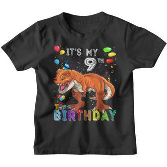Its My 9Th Birthday Happy 9 Years Dinosaur T-Rex Bday Boy Youth T-shirt - Thegiftio UK
