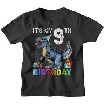 Its My 9Th Birthday Happy 9 Years Dinosaur T-Rex Bday Boy Youth T-shirt - Thegiftio UK