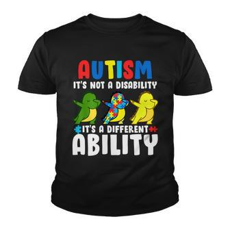 Its Not A Disability Ability Autism Dinosaur Dabbing Tshirt Youth T-shirt - Monsterry DE