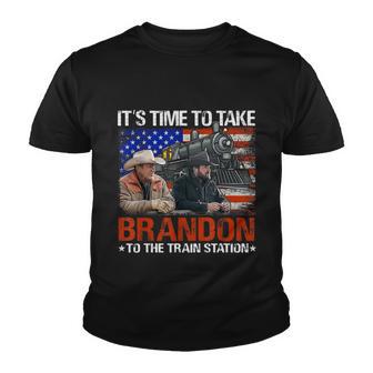 Its Time To Take Brandon To The Train Station America Flag Tshirt Youth T-shirt - Monsterry