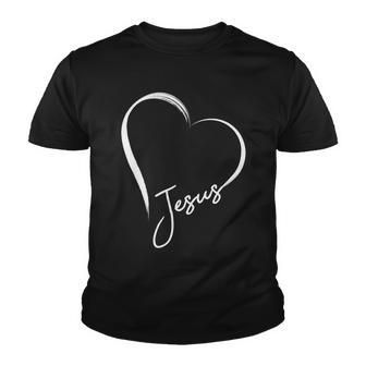 Jesus Love Simple Faith Heart Youth T-shirt - Monsterry