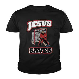 Jesus Saves Hockey Goalie Youth T-shirt - Monsterry DE
