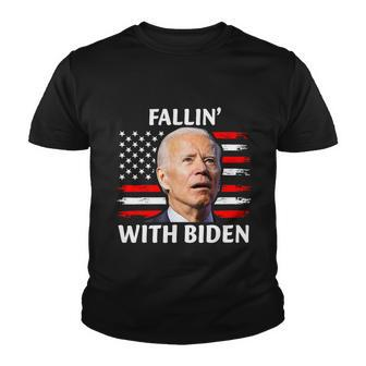 Joe Biden Falling Off Bike Fallin With Biden Youth T-shirt - Monsterry