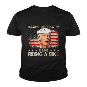 Joe Biden Falling Off Bike Running The Country Is Like Riding A Bike V2 Youth T-shirt - Monsterry UK