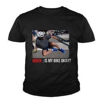 Joe Biden Falls Off His Bike Funny Biden Bike Youth T-shirt - Monsterry