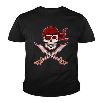 Jolly Roger Pirate Skull Flag Logo Tshirt Youth T-shirt - Monsterry