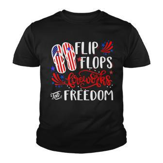 July 4Th Flip Flops Fireworks & Freedom 4Th Of July Party V2 Youth T-shirt - Seseable