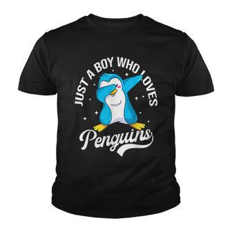 Just A Boy Who Loves Penguins Lover Kids Boys Penguin Youth T-shirt - Seseable