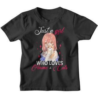 Just A Girl Who Loves Anime And Cat Japanese Anime Gift N Youth T-shirt - Thegiftio UK
