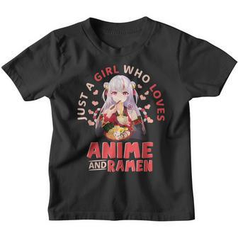 Just A Girl Who Loves Anime And Ramen Anime Art For Girls Youth T-shirt - Thegiftio UK