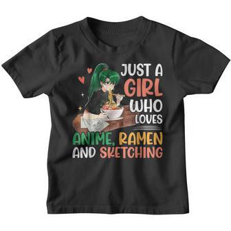 Just A Girl Who Loves Anime Ramen And Sketching Anime Lovers Youth T-shirt - Thegiftio UK