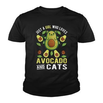 Just A Girl Who Loves Avocado And Cats Youth T-shirt - Thegiftio UK
