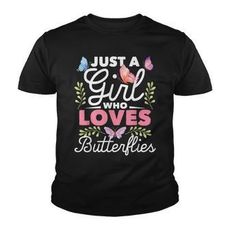 Just A Girl Who Loves Butterflies - Nature Butterfly Lover Youth T-shirt - Thegiftio UK