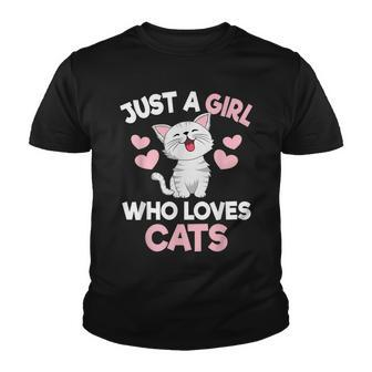Just A Girl Who Loves Cats Cat Lover Cute Cat Youth T-shirt - Thegiftio UK