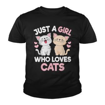 Just A Girl Who Loves Cats Cute Cat Lover Youth T-shirt - Thegiftio UK