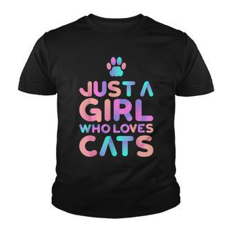 Just A Girl Who Loves Cats Cute Cat Lover Youth T-shirt - Seseable