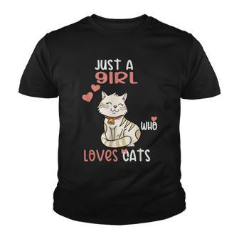 Just A Girl Who Loves Cats Funny Cats N Girls Youth T-shirt - Thegiftio UK