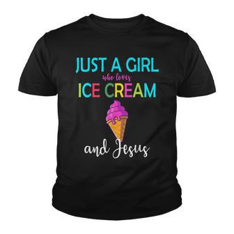 Just A Girl Who Loves Ice Cream And Jesus Popsicle Gift Youth T-shirt - Thegiftio UK