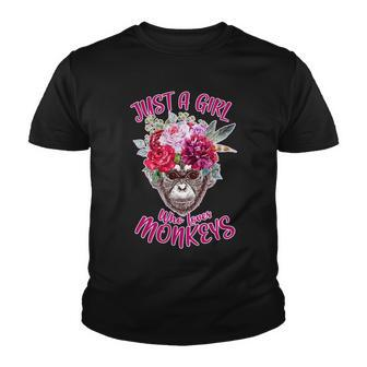 Just A Girl Who Loves Monkeys Cute Graphic Design Printed Casual Daily Basic Youth T-shirt