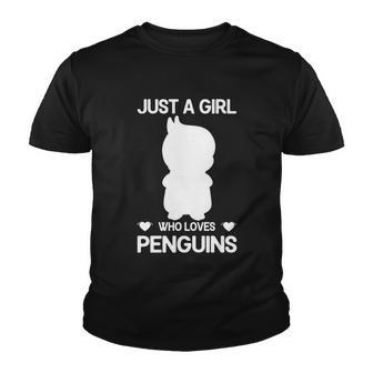 Just A Girl Who Loves Penguins Gentoo Adelie Penguin Lovers Funny Gift Youth T-shirt - Monsterry