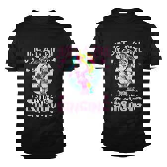 Just A Girl Who Loves Singing Funny Karaoke Singer Unicorn Graphic Design Printed Casual Daily Basic Youth T-shirt - Thegiftio