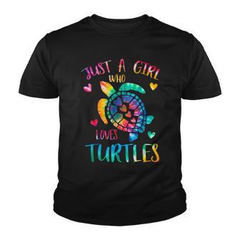 Just A Girl Who Loves Turtles Tie Dye Turtle Lover Youth T-shirt - Thegiftio UK