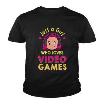 Just A Girl Who Loves Video Games Funny Video Gamer Tshirt Youth T-shirt - Monsterry CA