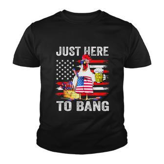 Just Here To Bang Usa Flag Chicken Beer Firework 4Th Of July Youth T-shirt - Monsterry DE