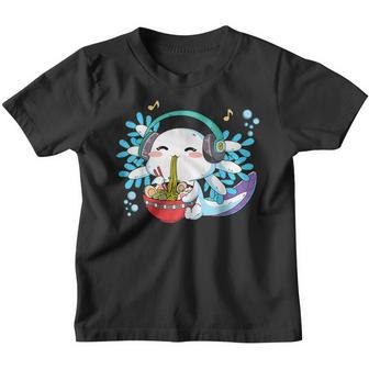 Kawaii Axolotl Eating Ramen Noodles Anime Kids Ns Girls Youth T-shirt - Thegiftio UK
