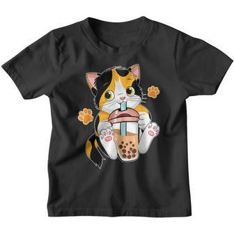 Kawaii Cute Cat Boba Tea Bubble Tea Anime Neko Japanese Youth T-shirt - Thegiftio UK