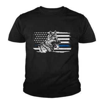 Kfunny Gift9 Unit German Shepherd Dog Thin Blue Line Patriotic Police Gift Youth T-shirt - Monsterry DE