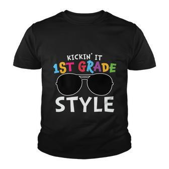 Kickin It 1St Grade Glassess Back To School First Day Of School Youth T-shirt - Monsterry