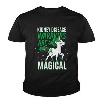 Kidney Disease Warrior Magical Unicorn Green Organ Donor Youth T-shirt - Thegiftio UK