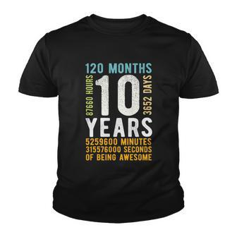 Kids 10Th Birthday Gift 10 Years Old Vintage Retro 120 Months Youth T-shirt - Monsterry