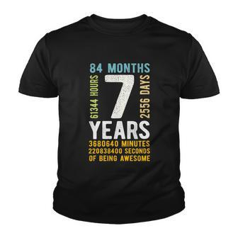 Kids 7Th Birthday Gift 7 Years Old Vintage Retro 84 Months Youth T-shirt - Monsterry