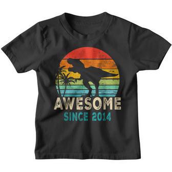Kids 8Th Birthday Dinosaur 8 Year Old Awesome Since 2014 Youth T-shirt - Thegiftio UK