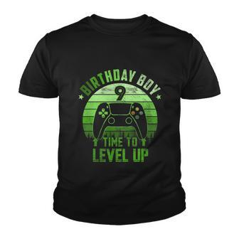 Kids 9Th Birthday Boy Time To Level Up 9 Years Old Boys Cool Gift Youth T-shirt - Monsterry DE