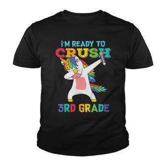 Kids Back To School 3Rd Grade Dabbing Unicorn Im Ready To Crush Youth T-shirt - Seseable