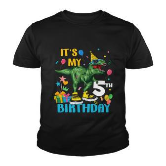 Kids Boys Its My 5Th Birthday Happy 5 Year Trex Tshirt Youth T-shirt - Monsterry