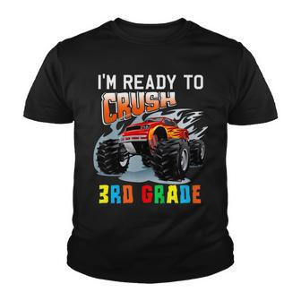 Kids Crush 3Rd Grade Monster Truck Boys Funny Back To School Youth T-shirt - Seseable