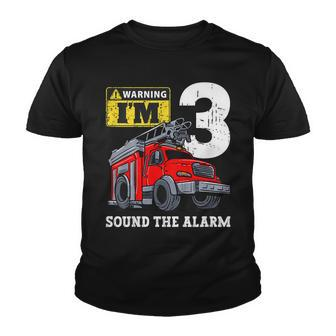 Kids Fire Truck 3 Year Old Firefighter 3Rd Birthday Boy Toddler V2 Youth T-shirt - Seseable