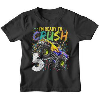 Kids Im Ready To Crush 5 Monster Truck 5Th Birthday Boys Youth T-shirt - Thegiftio UK