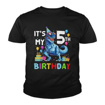 Kids It&8217S My 5Th Birthday Happy 5 Years Dinosaurrex Youth T-shirt | Mazezy