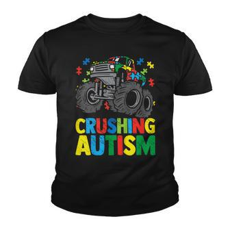 Kids Monster Truck Crushing Austim Autism Awareness Youth T-shirt - Seseable