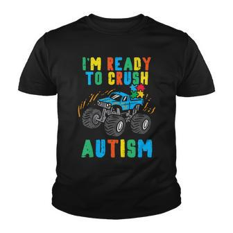 Kids Monster Truck Ready To Crush Autism Awareness Toddler Boys Youth T-shirt - Seseable