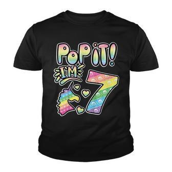Kids Pop It 7Th Birthday Girls Boys 7 Years Old Fidget Youth T-shirt - Seseable