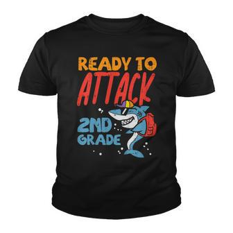 Kids Ready To Attach 2Nd Grade Shark First Day Of School Back To School Youth T-shirt - Seseable
