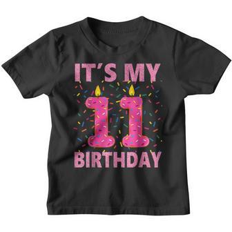 Kids Sweet Donut Its My 11Th Birthday 11 Yrs Old Gift Youth T-shirt - Thegiftio UK